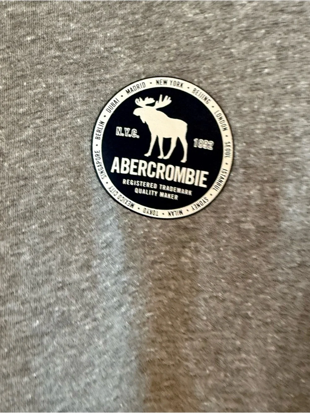 Abercrombie Kids Boys Gray Logo Long Sleeve Tee Shirt Casual Basic Size 13/14